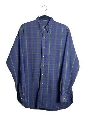 Vintage Kenneth Gordon New Orleans Plaid Shirt 90s Large Flawed